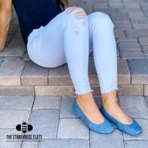 NWT The Storehouse Flats Navy Blue Jean Denim - Size 9